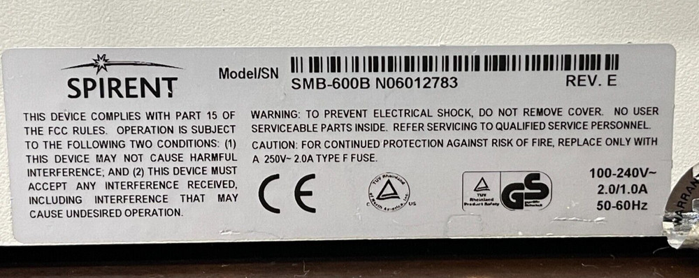 Spirent SMB-600B Performance Analysis System With LAN-3320A Module