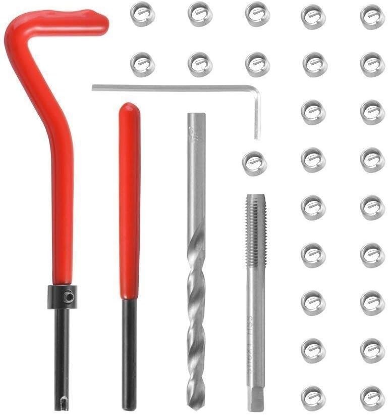 Efficient M6 Thread Repair Kit - 30PCS Stainless Steel Inserts & Tools Included