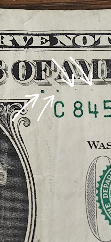 Extra Green Ink Smear & Green Seal Misaligned Print Errors 2017A $1 Bill