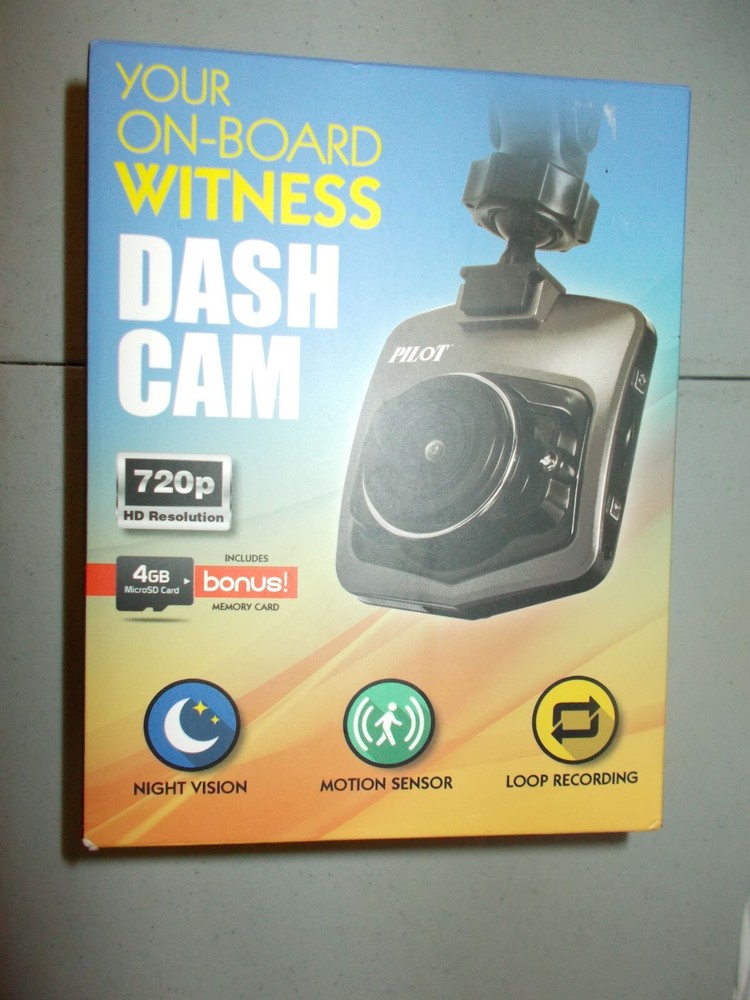Pilot 2" lcd dashcam w/  motion sensor mode suction cup mount 4GB card