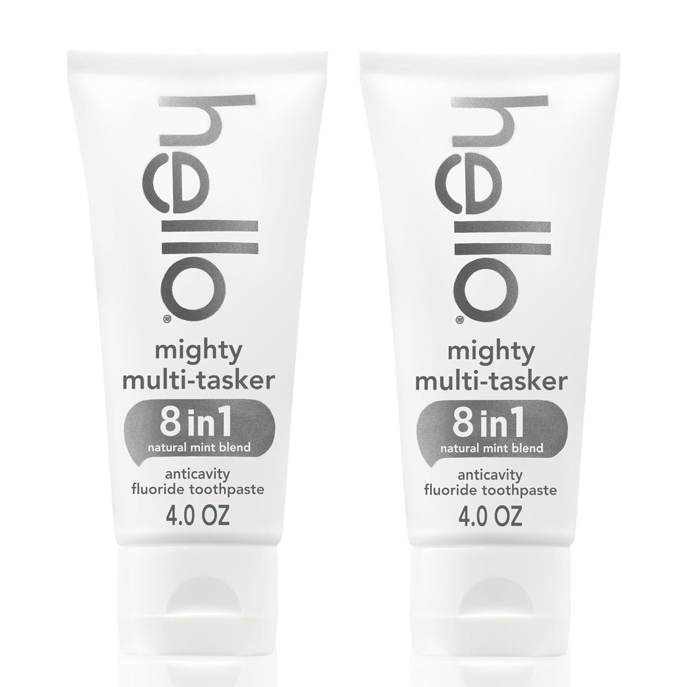 Hello Mighty Multitasker Fluoride Toothpaste, 8-In-1 Toothpaste with Minty Flavo