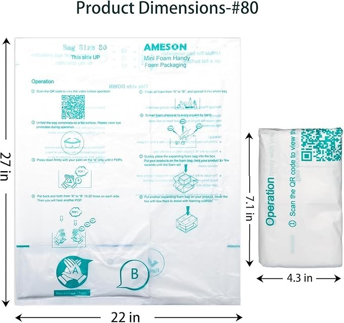 Foam Bags For Shipping 12 Pack #80 Room Temperature Expanding Foam Packaging Bag