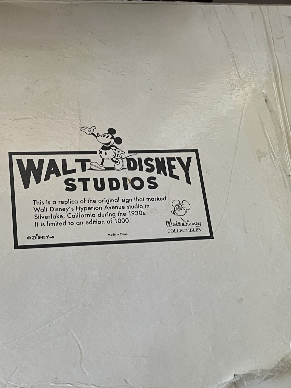 Disney Hyperion Studio Sign Replica 2006 - artist Kevin and Jody Very Rare 1000p