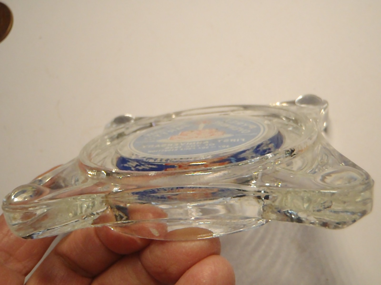 VERY RARE 1939 PYREX ORIGINAL ADVERTISING GLASS ASHTRAY BIRTHDAY PARTY ANNIV.