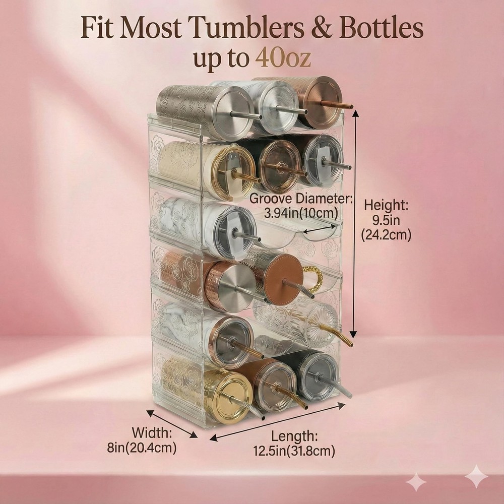 Stackable Water Bottle Organizer for Cabinet, Plastic Bottle Holder Designed ...