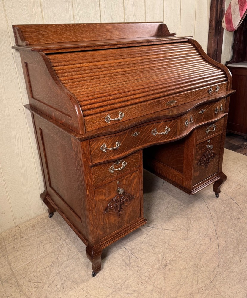 Antique Oak Macey's Roll Top Desk