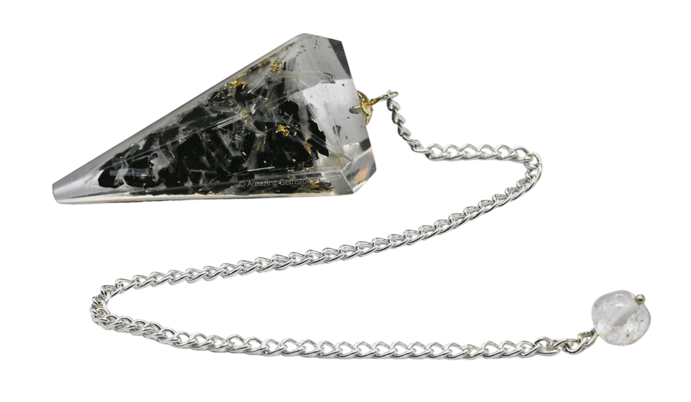 Black Tourmaline Selenite Orgone Pendulum