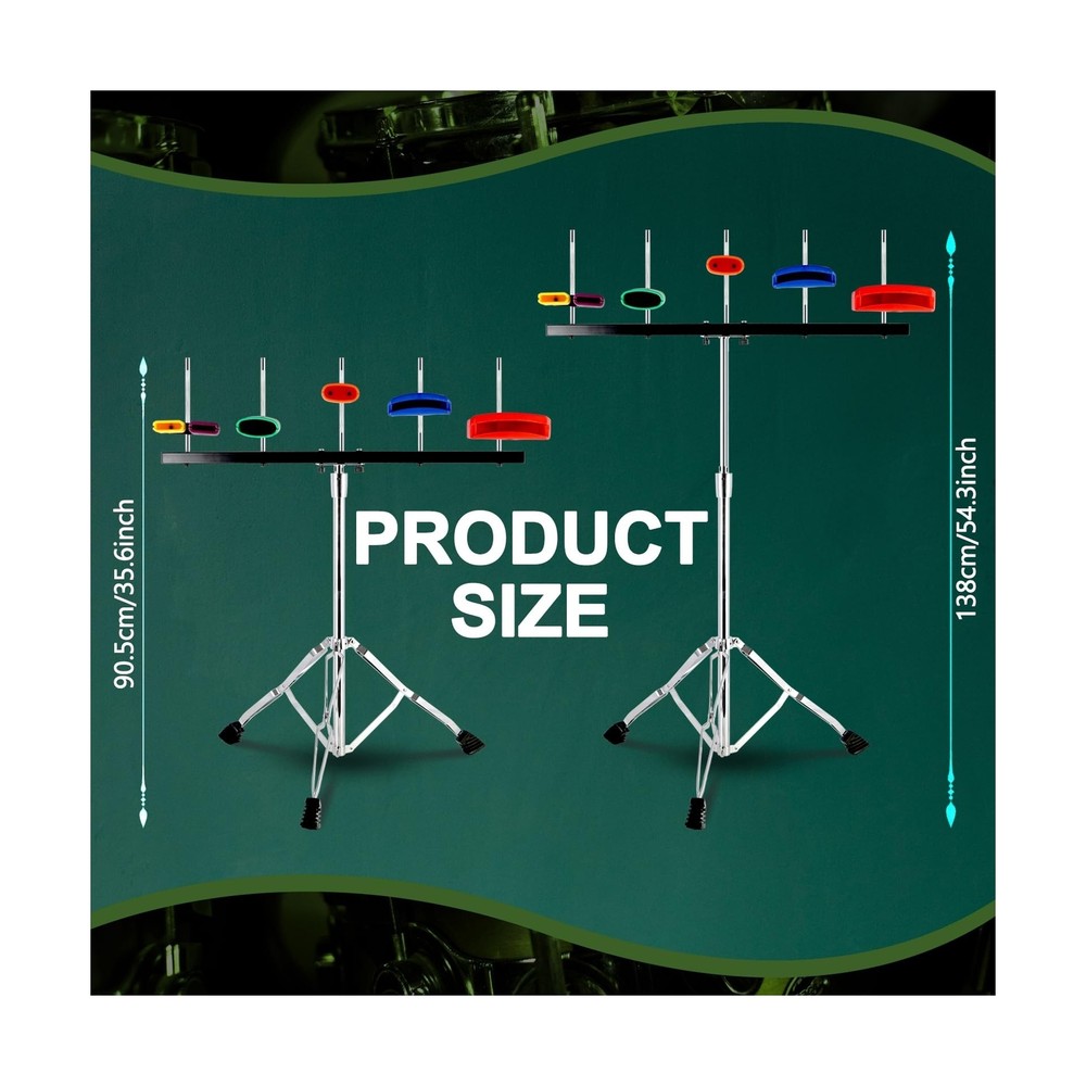 RANMING Jam Block Set,Jam Block Percussion Stand,Triangular Double Brace Desi...