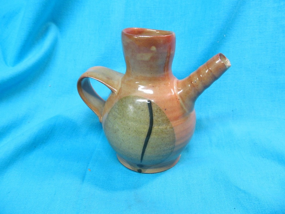 6" SIGNED POTTERY JUG PITCHER SWIRL MARK