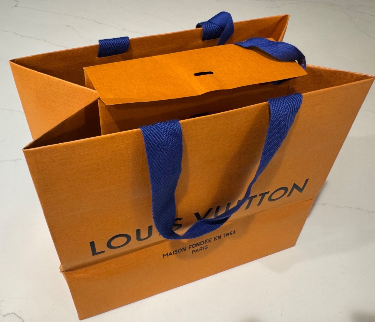 EMPTY LOUIS VUITTON PAPER GIFT BAGS 9.75"X8"X6" & 8.5"X6"X4" LOT OF 2