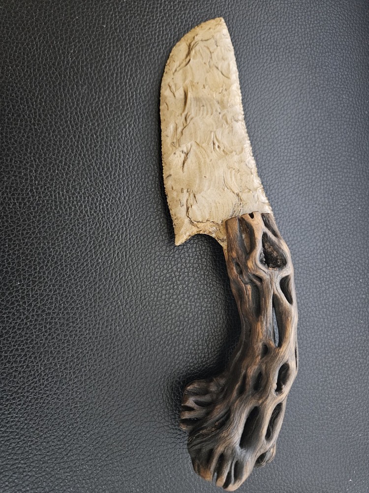 Flint Knapped Primitive Scalping Knife Cholla Handle