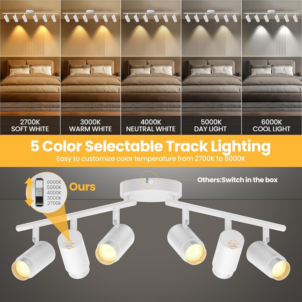 6 Light LED Track Lighting Kit White