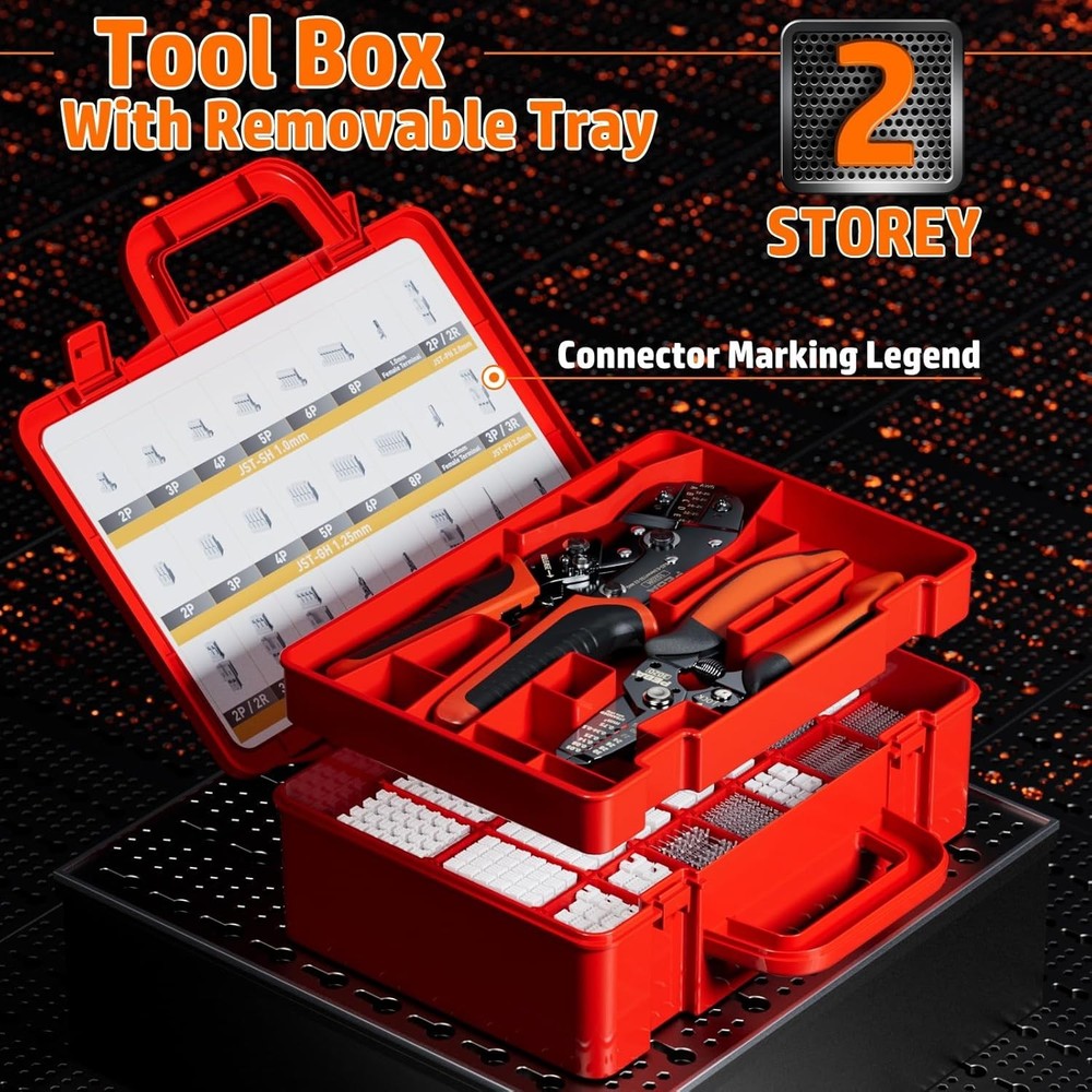 Compact JST Connector Crimping Kit - 30 Types, High Precision with Wire Stripper