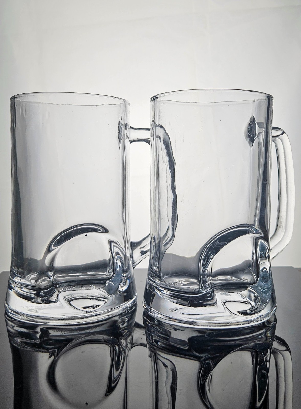 Set of 2 Beer Mugs with Golf Ball Size Hole, Used Drinkware
