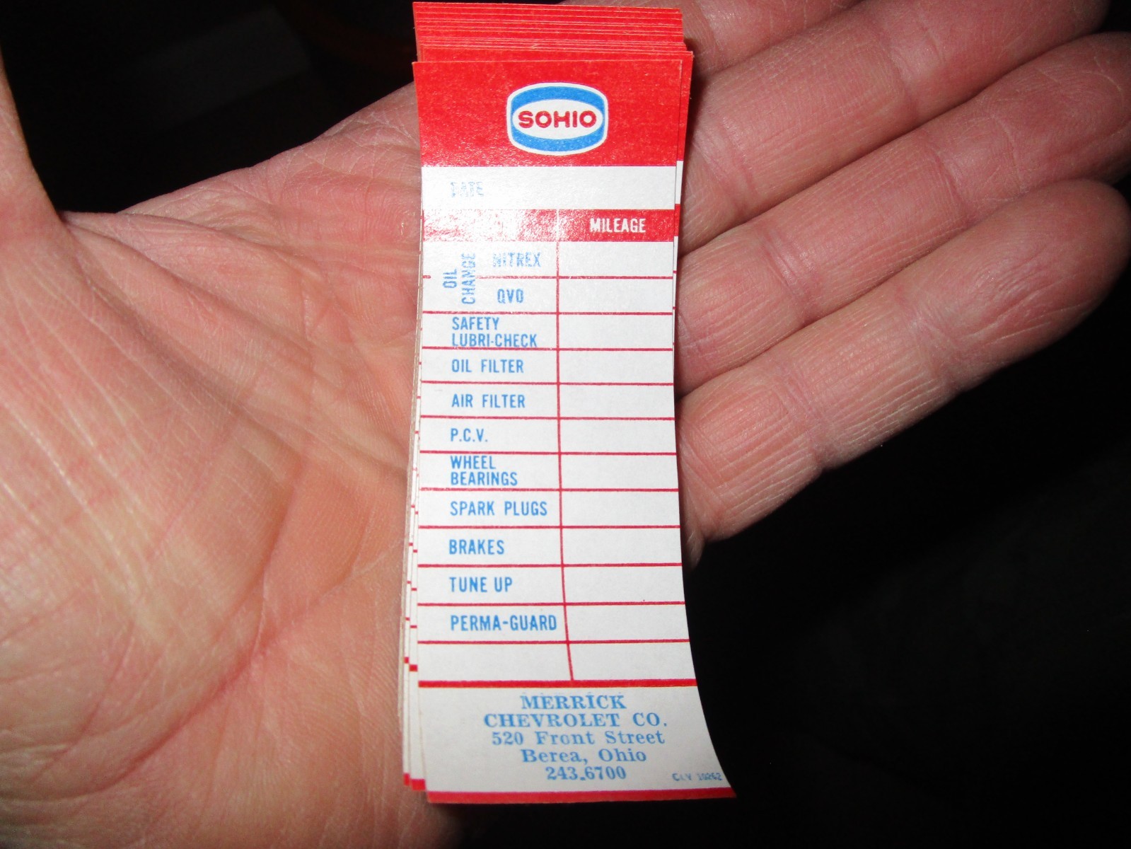 SOHIO-CHEVROLET -1960'S-70'S SERVICE DOOR JAMB STICKERS--NOS