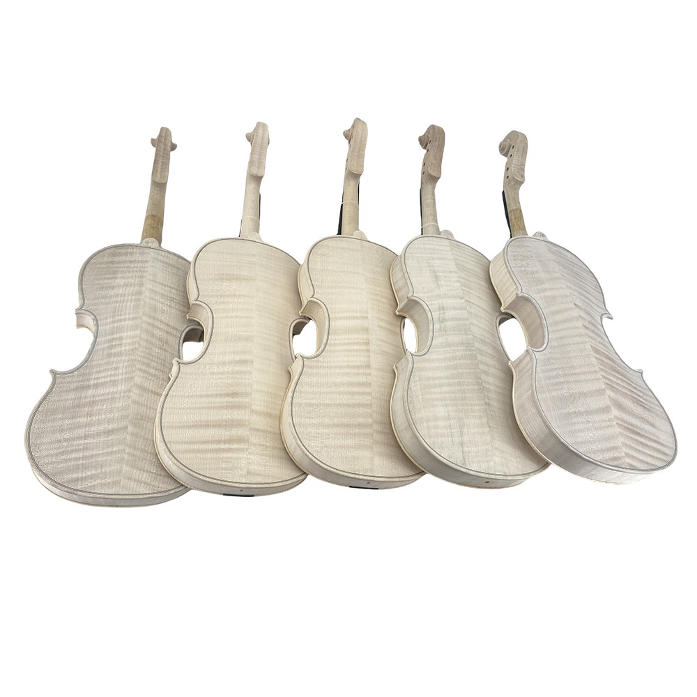 4/4 Full Size Violin White Violin Unfinished Flame Maple Back Side Handmade