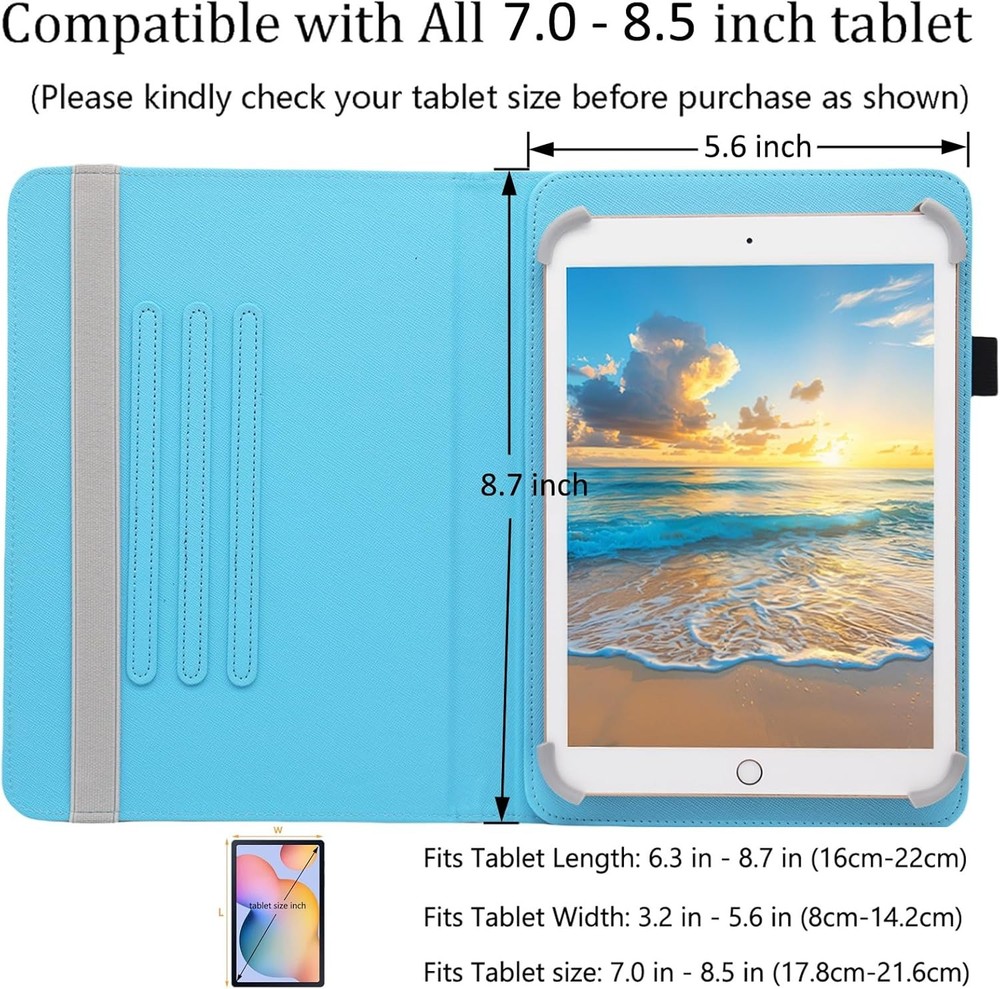 Case for 7-8 Inch Android Tablet, 360 Degree Rotating Multi-Angle Viewing Stand