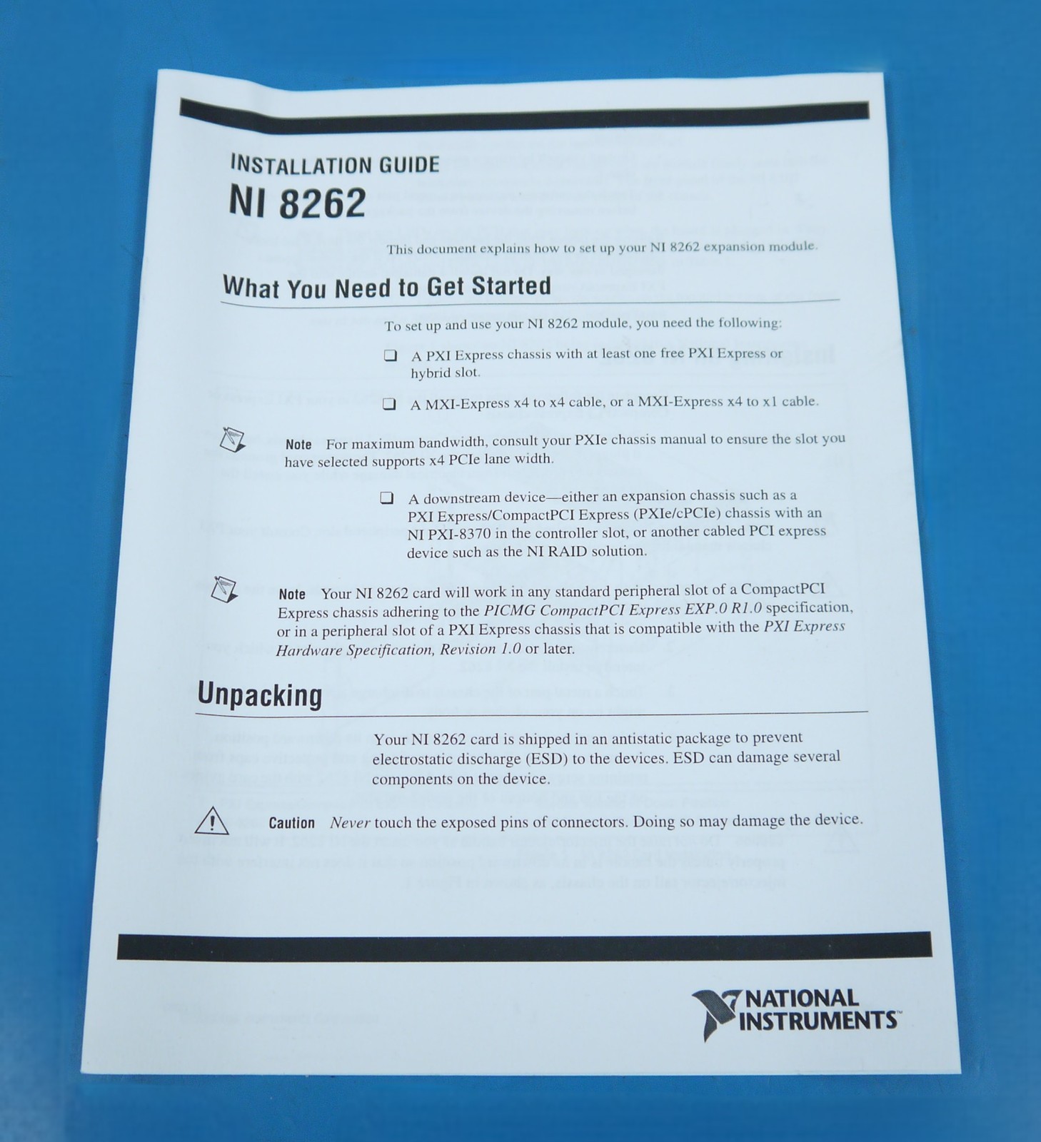 National Instruments NI 8262 (197158C-01L) Expansion Module (Open Box)