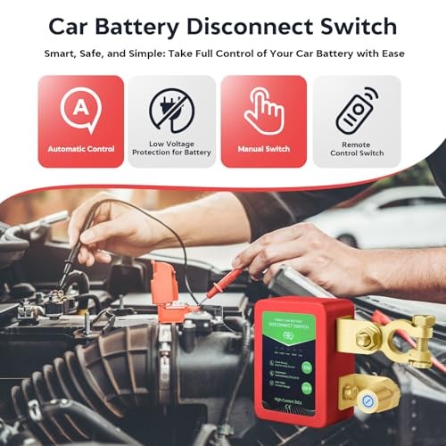 Kill Switch for Car - 12V Remote Battery Disconnect Switch Smart Voltage red