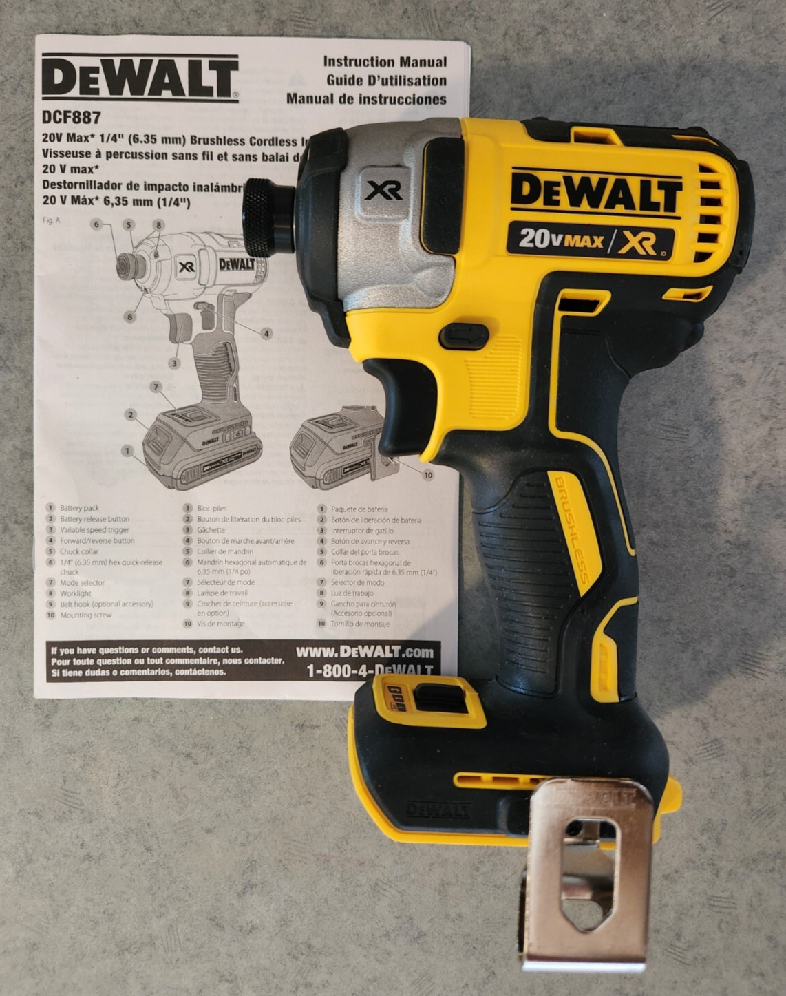 NEW DeWALT 20 Volt 20v Max XR Brushless 3-Speed 1/4" Impact DCF887 DCF887B