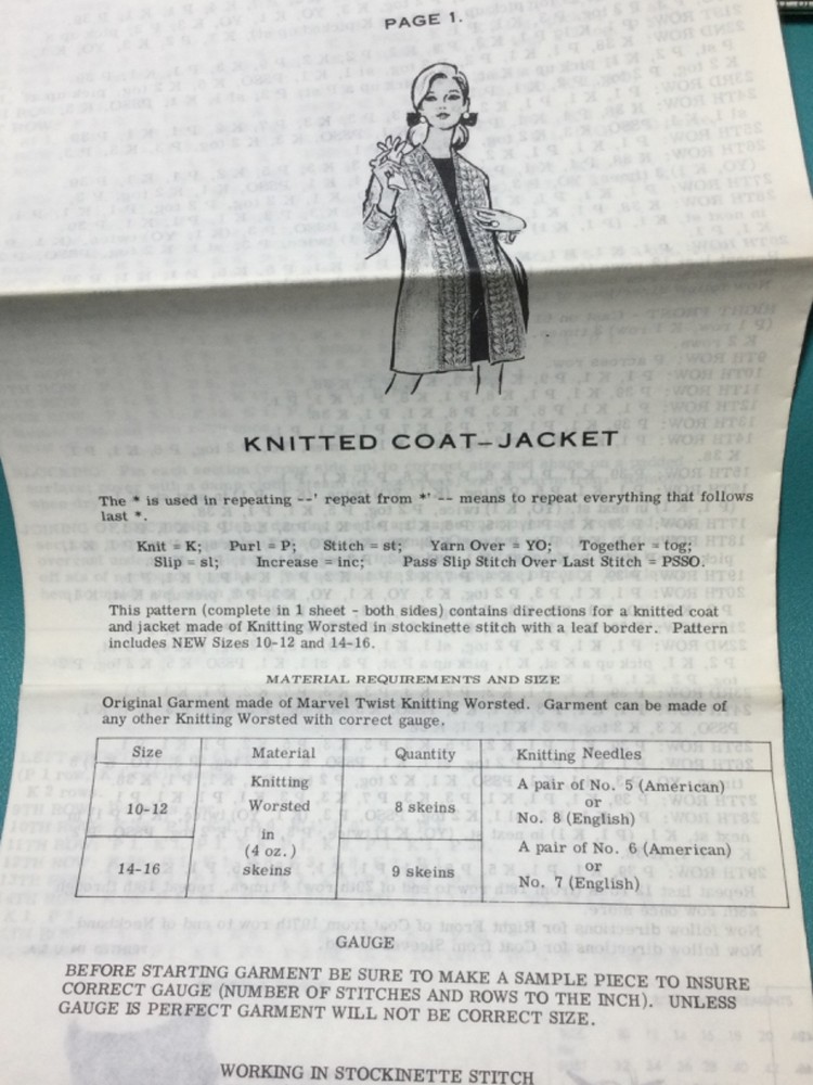 Vtg Mail Order Design 522 KNITTED JACKET PATTERN Original