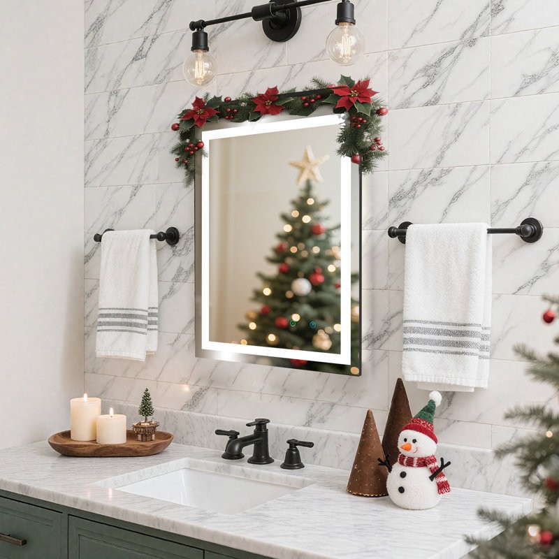 Rectangle Led Frameless Wall Mounted Bathroom / Vanity Mirror, High Lumen