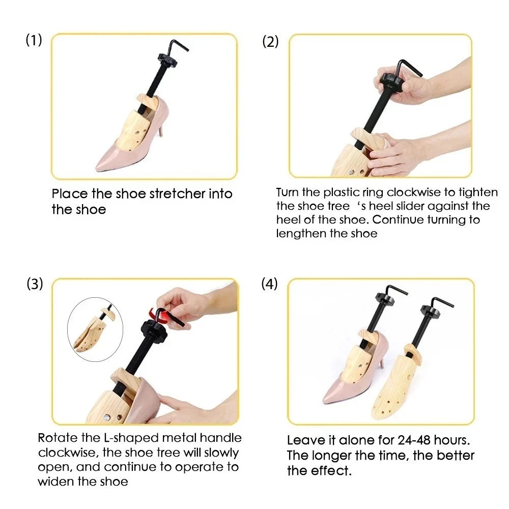 2-Way Wooden Adjustable Shoe Stretcher Expander Men Women Boot Size US 5-13