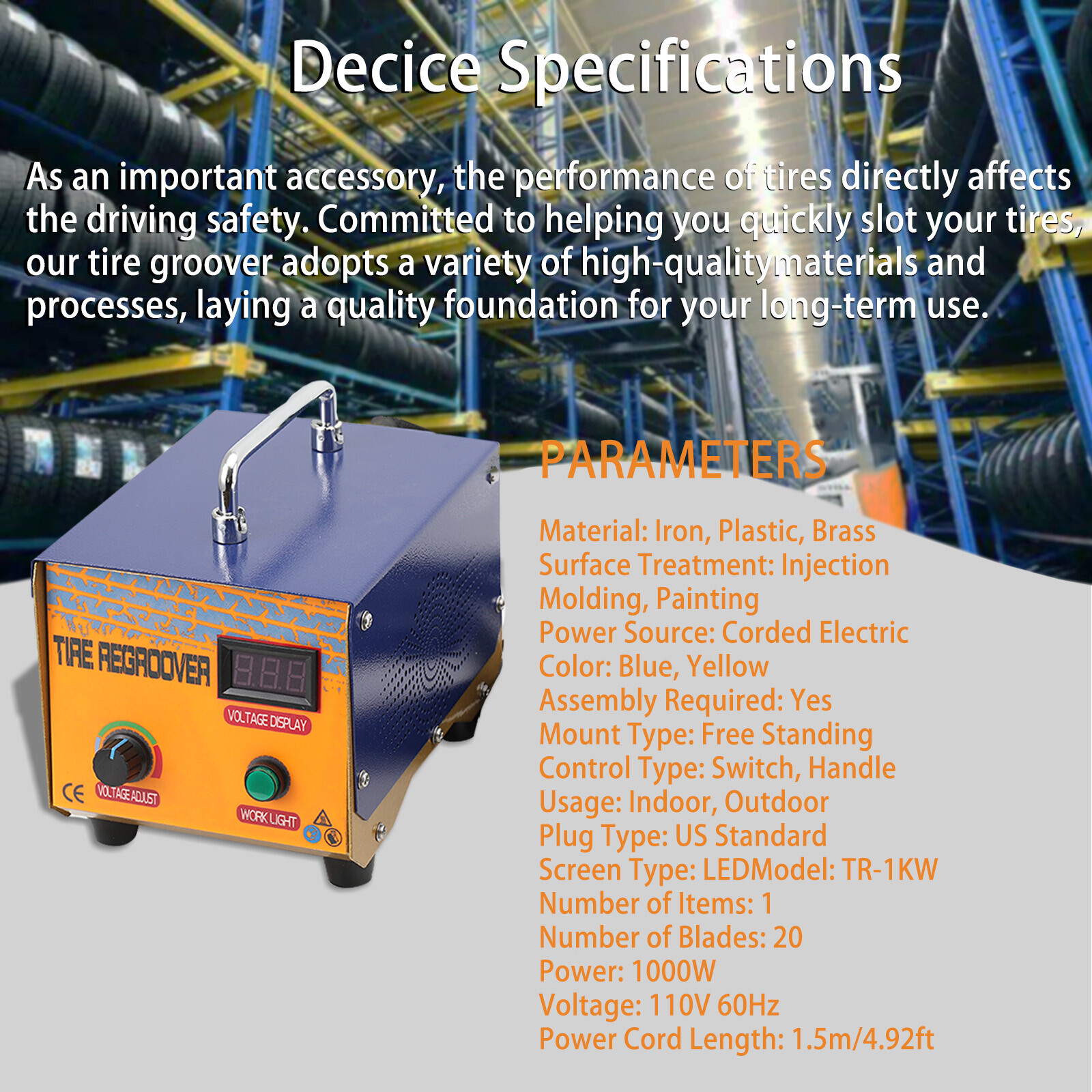 1000W Truck Tire Groover Rubber Cutter Regroover Tyre Grooving Machine + Blades