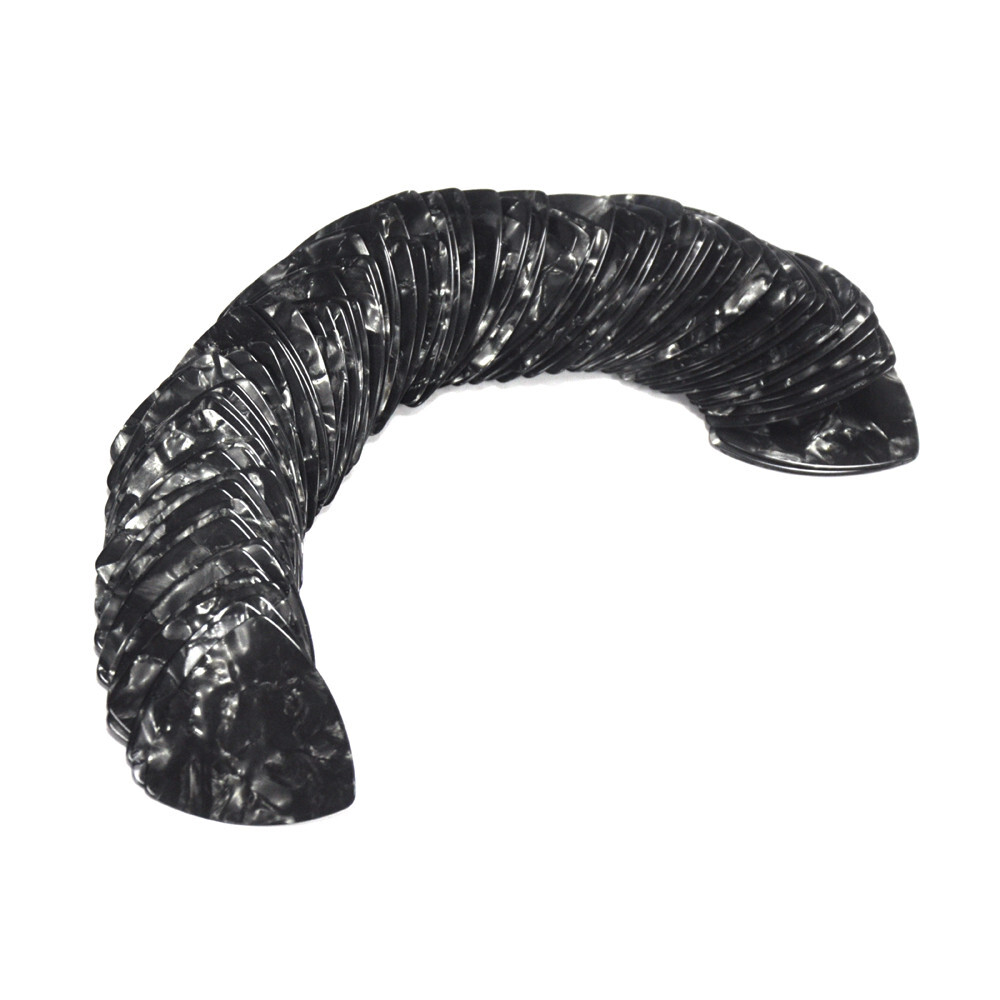 100pcs Pearl Black Rounded Triangle Medium 0.71mm Celluloid Guitar Picks