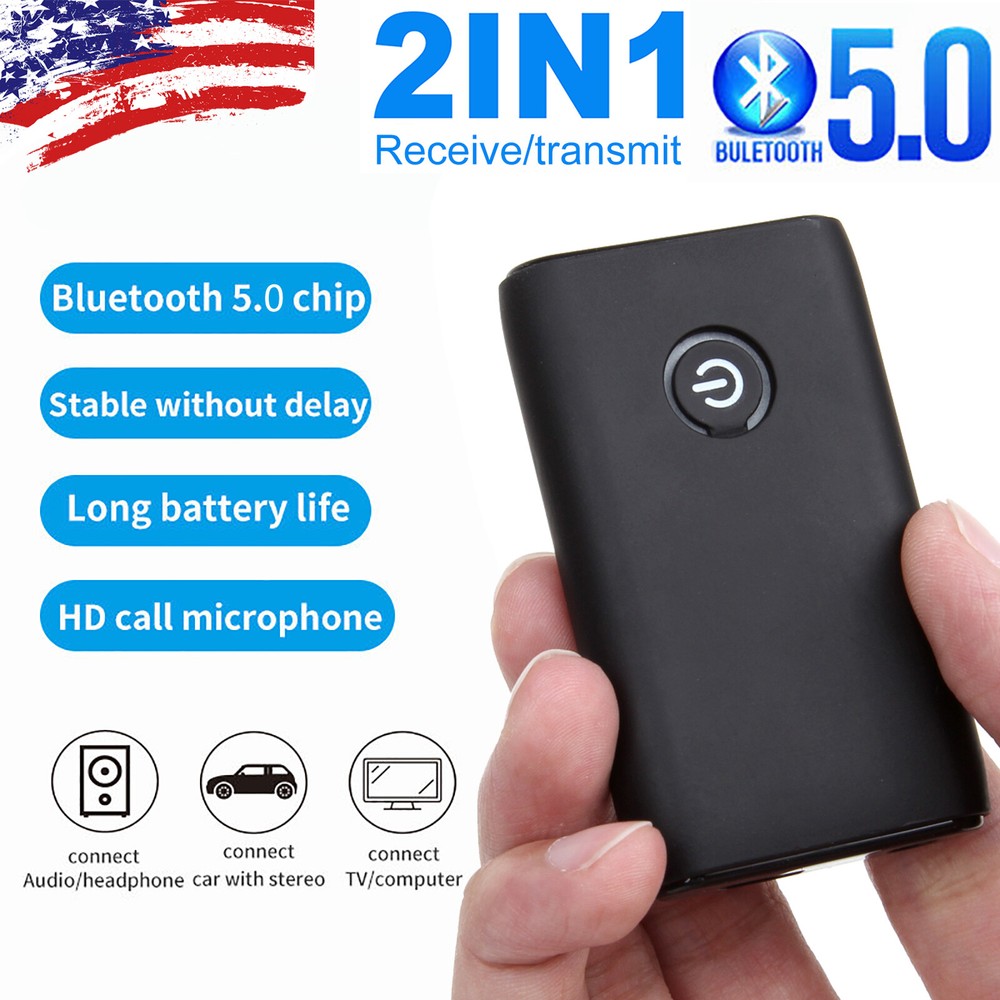 Bluetooth 5.0 Transmitter & Receiver 2IN1 Adapter Wireless Audio 3.5mm Jack Aux