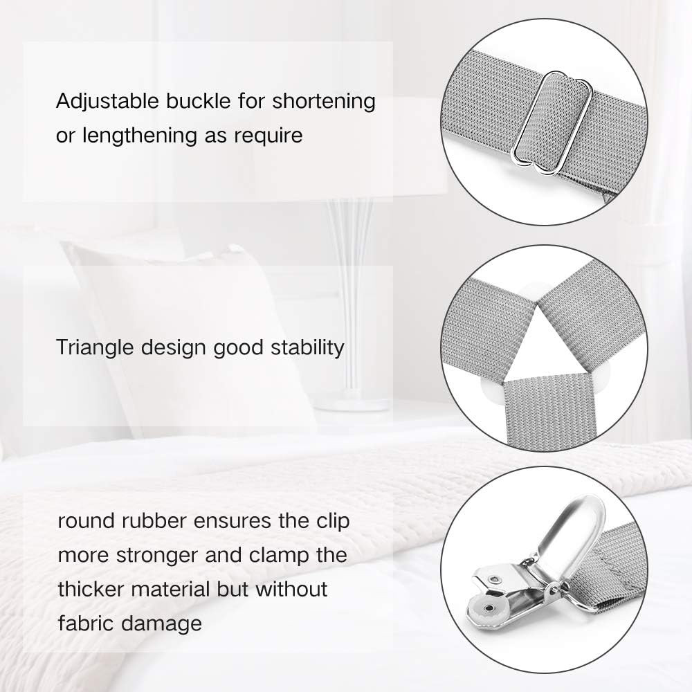 Bed Sheet Holders, 4 pcs Adjustable Fitted Sheet Straps for Bed Corner, bedsheet