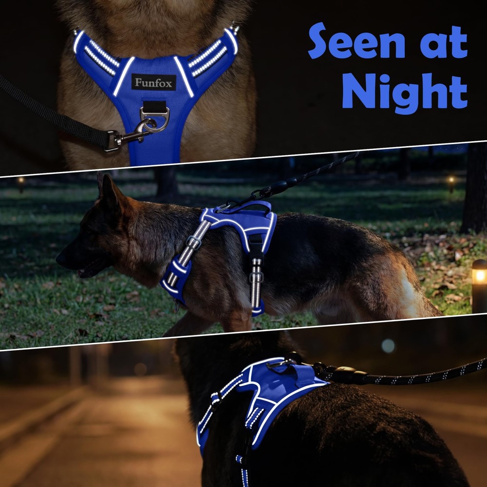 Dog Harness Medium No Pull, Adjustable 2 Clips Anti-Pull Vest with Practical ...