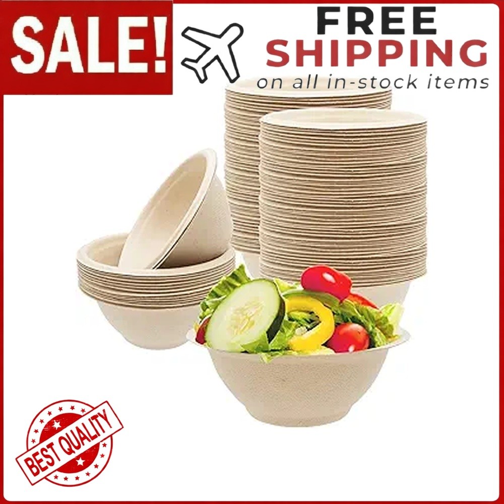 Compostable Paper Bowls- 100 Pack