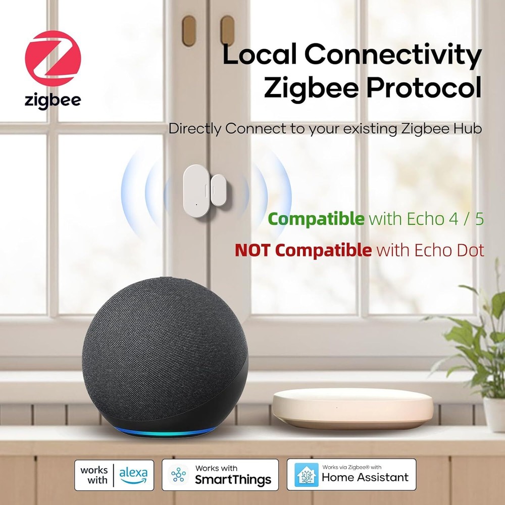 Zigbee Contact Sensor, Mini Smart Door Sensor, Home Automation, Hub Required