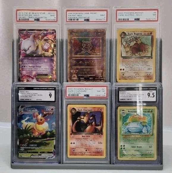 Graded Card Display stand, Holds 4 or 6 Slabs, PSA or CGC Slabs