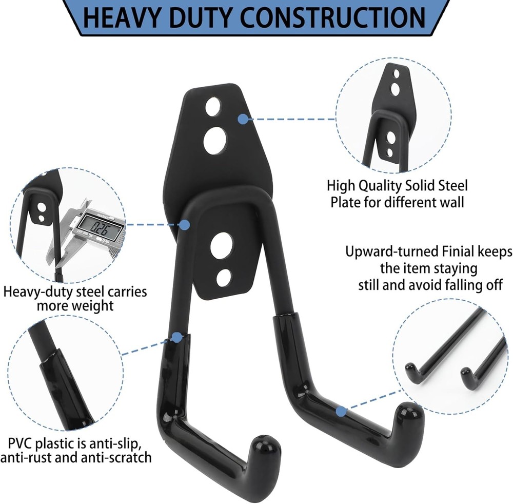 Wall Mount Heavy Duty Garage Hooks (2-Pack) – Mounted Storage 2Pcs
