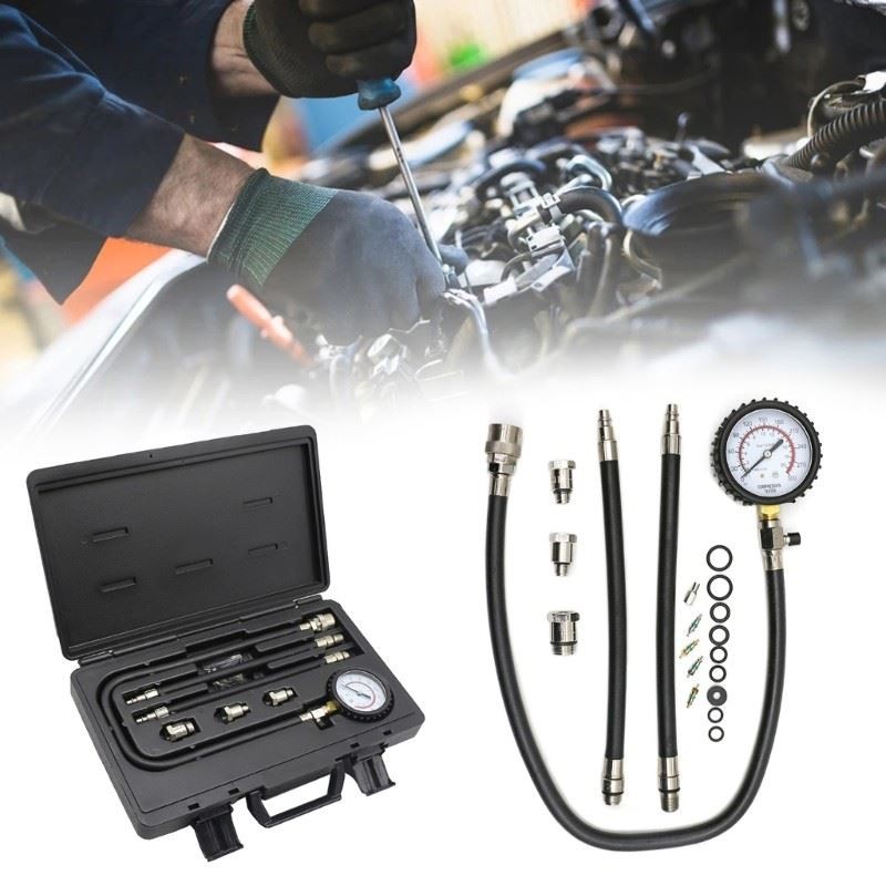 Compression Tester Precisions Engine compression Gauge Kit with Flexible Hose