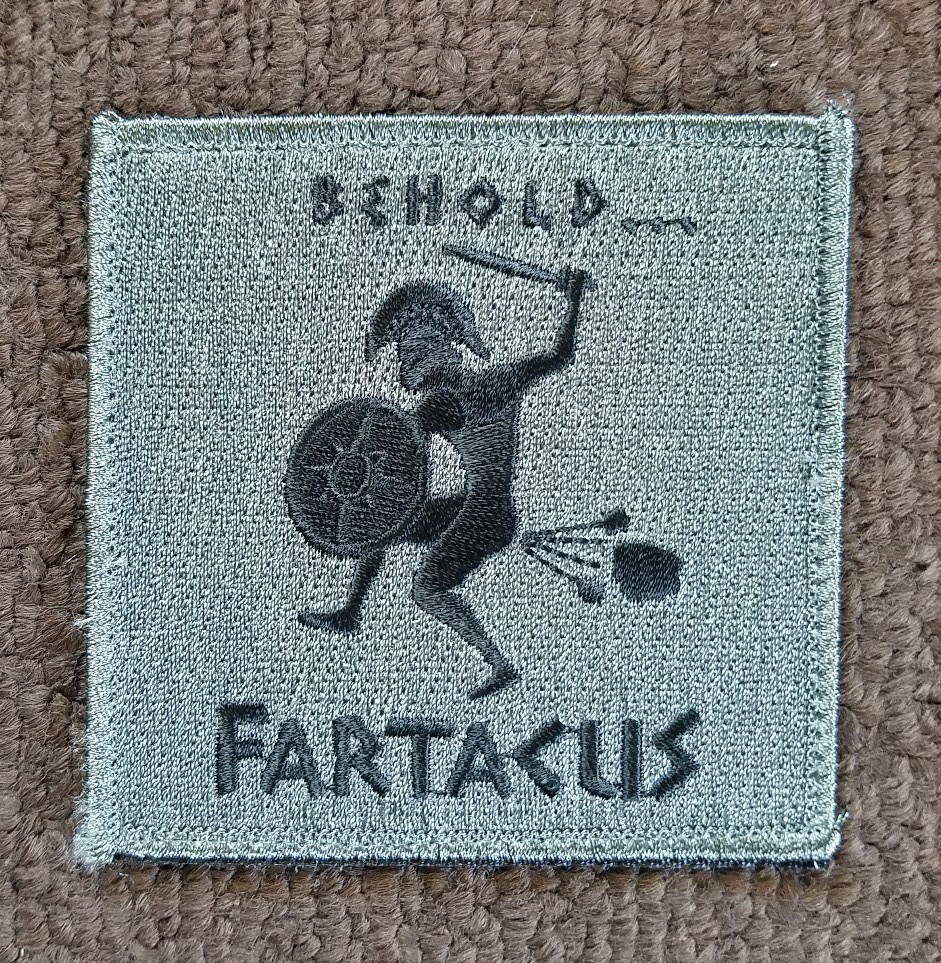 BEHOLD FARTACUS ARMY NAVY AIRFORCE Morale Hook Patch