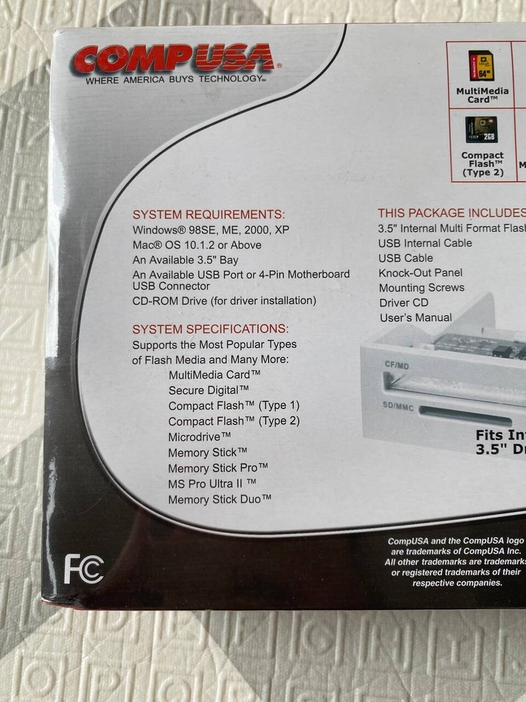 Comp USA 3.5" Bay Mounted 9 in 1 Multi Format Flash Media Reader Writer