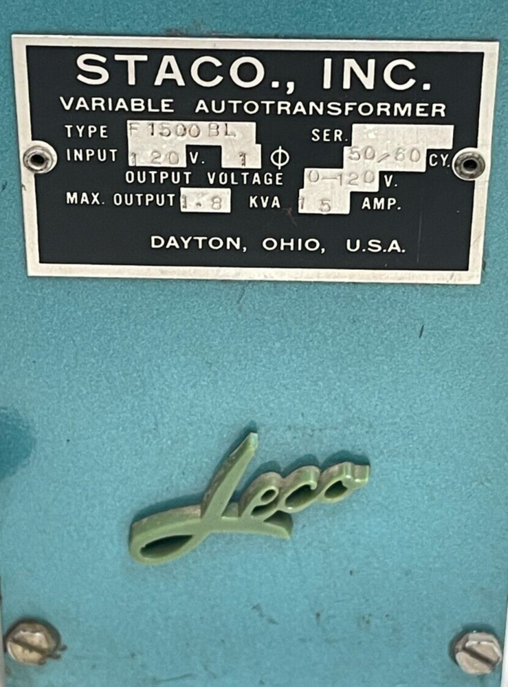 LECO AUTOTRANSFORMER ADJUST-A-VOLT 521-084 117V SINGLE PHASE