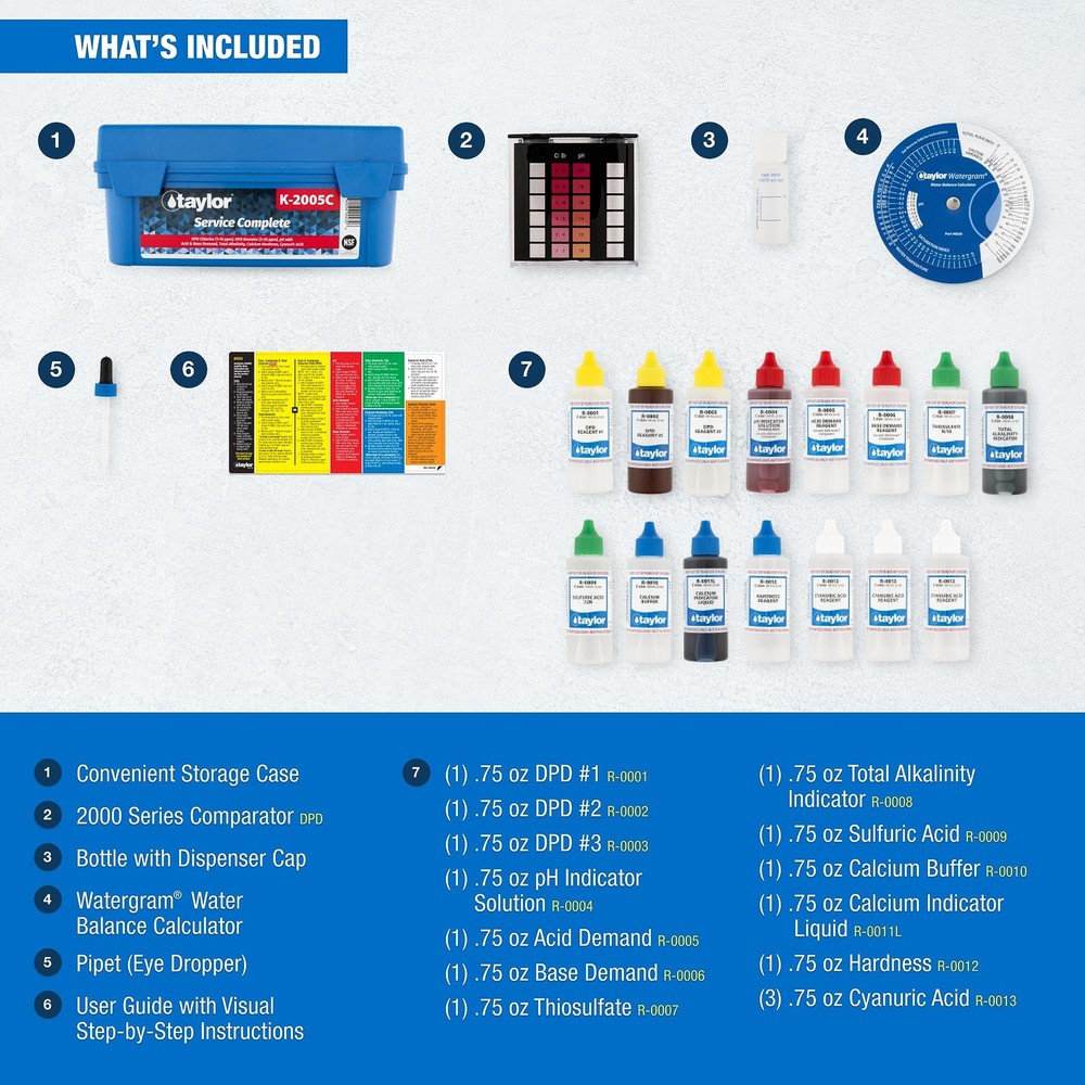 Taylor Complete Pool & Spa Test Kit High Range K2005C 2 oz Reagents