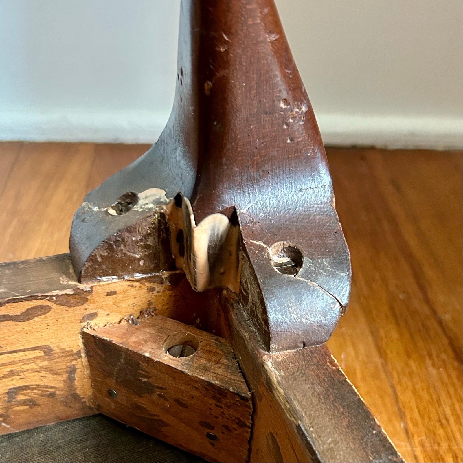 Antique Needlepoint Footstool with Queen Anne Style Legs