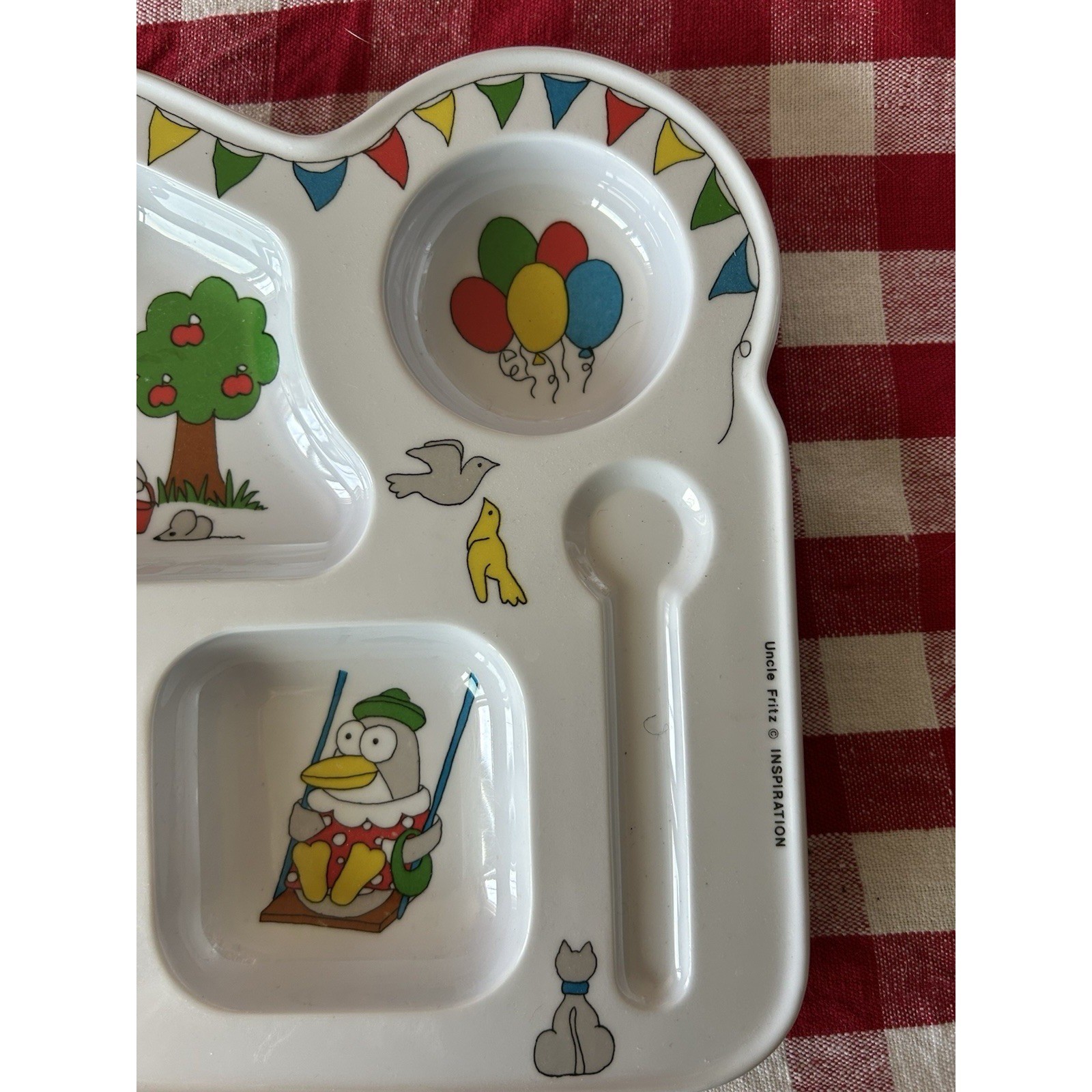 Kibouki Kids Melamine Dinnerware Set Uncle Fritz Penguin Divided Tray Mug Spoon