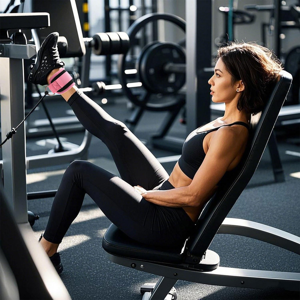 Adjustable Neoprene Ankle Straps for Cable Machine Workouts - 2 Pack