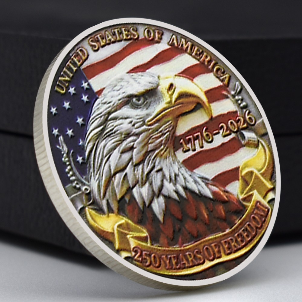 USA 250 Years of Freedom Medal 1776-2026 Bald Eagle Flag E Pluribus Unum Coin