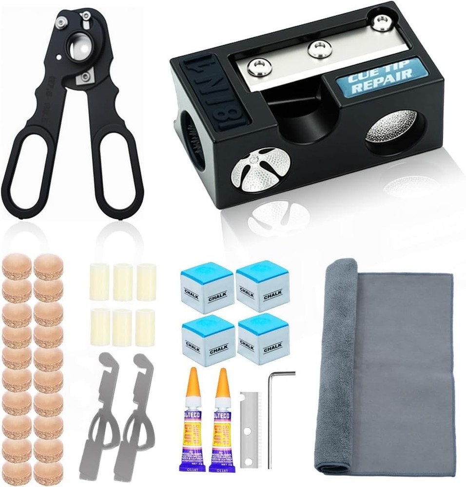 38PCS Pool Cue Tips Replacement Kit, 13mm Pool Stick Tips Replacement Kit Bil...