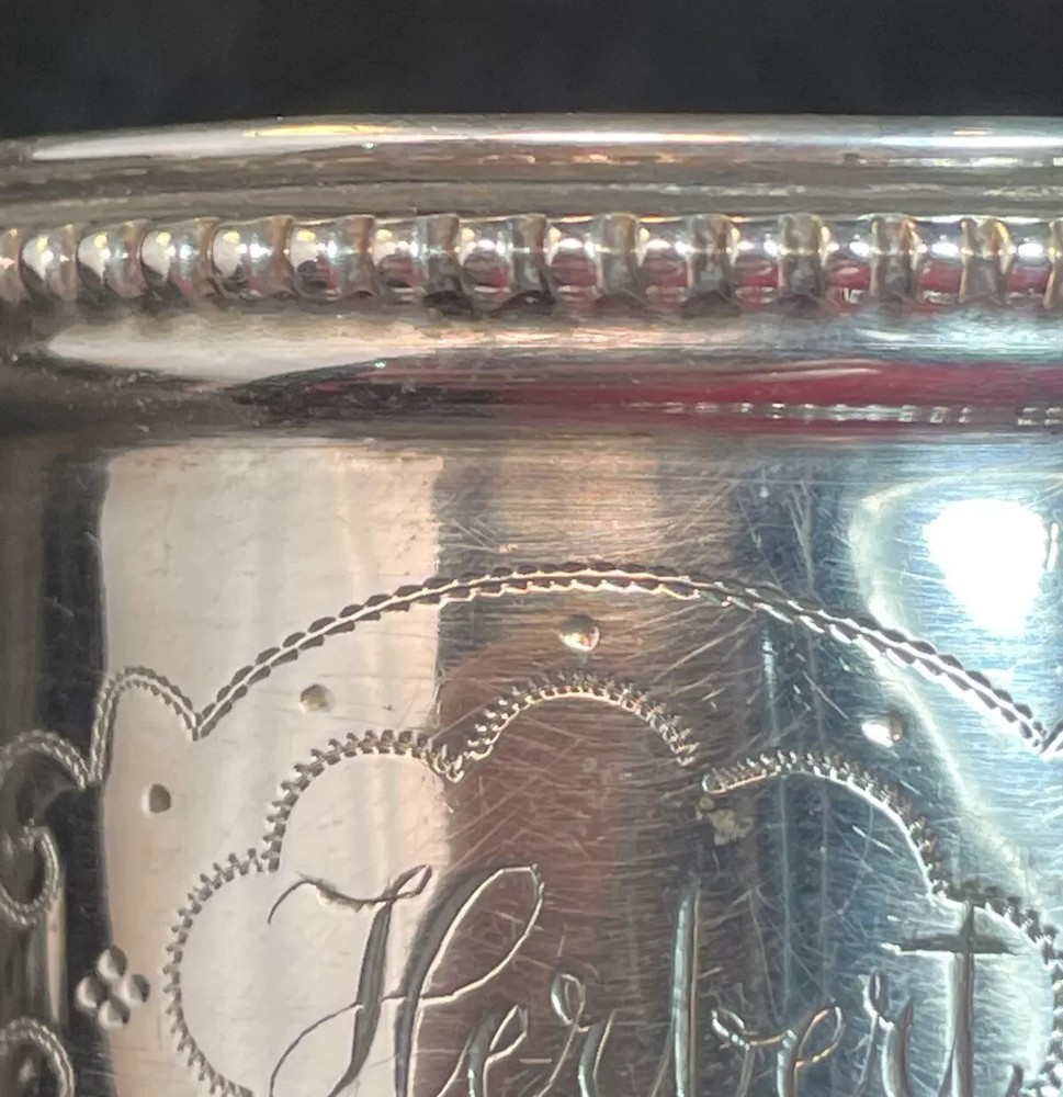 800 Sterling Silver Napkin Ring Name Engraved “Herbert”