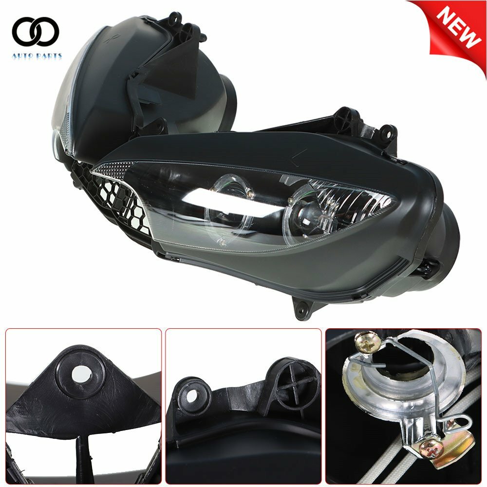 Front Headlight Headlamp Fit For Yamaha 2003-2005 YZF R6 & 2006-2009 R6S Black