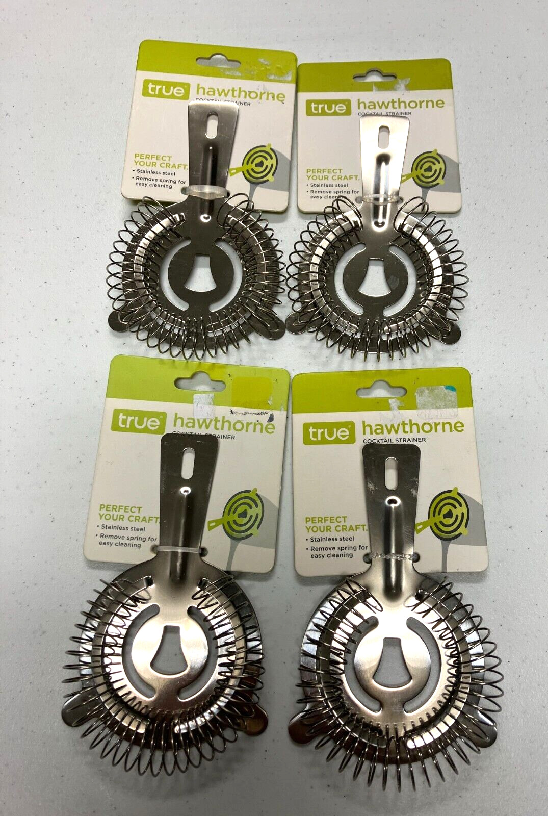 4 NEW True Hawthorne Cocktail Stainless Steel Strainers      W
