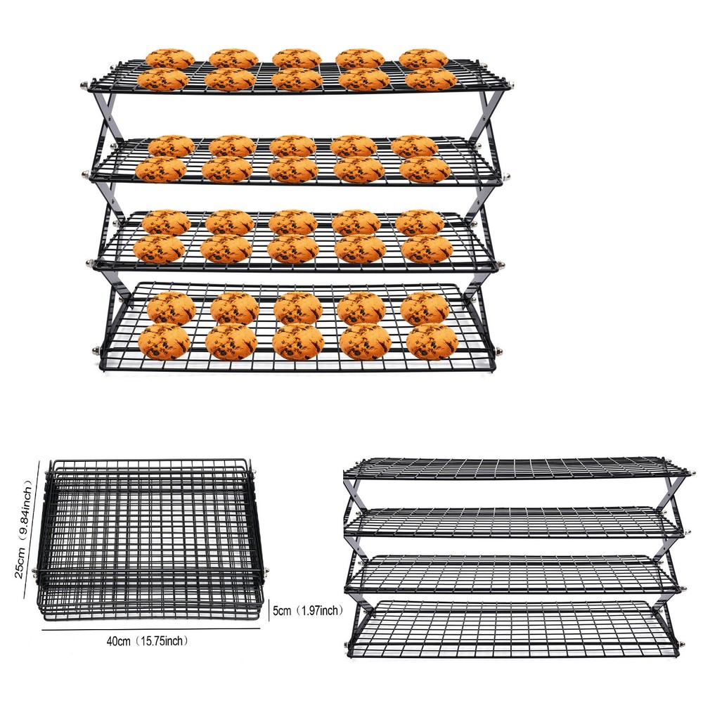 4 Tier Collapsible Cooling Rack Baking Cookie Rack Stackable Cooling Bakeware